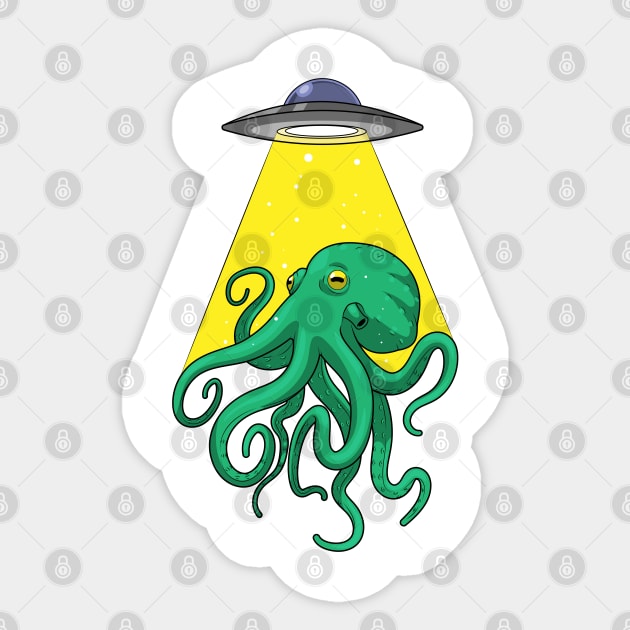 Octopus Spaceship Space Sticker by Markus Schnabel